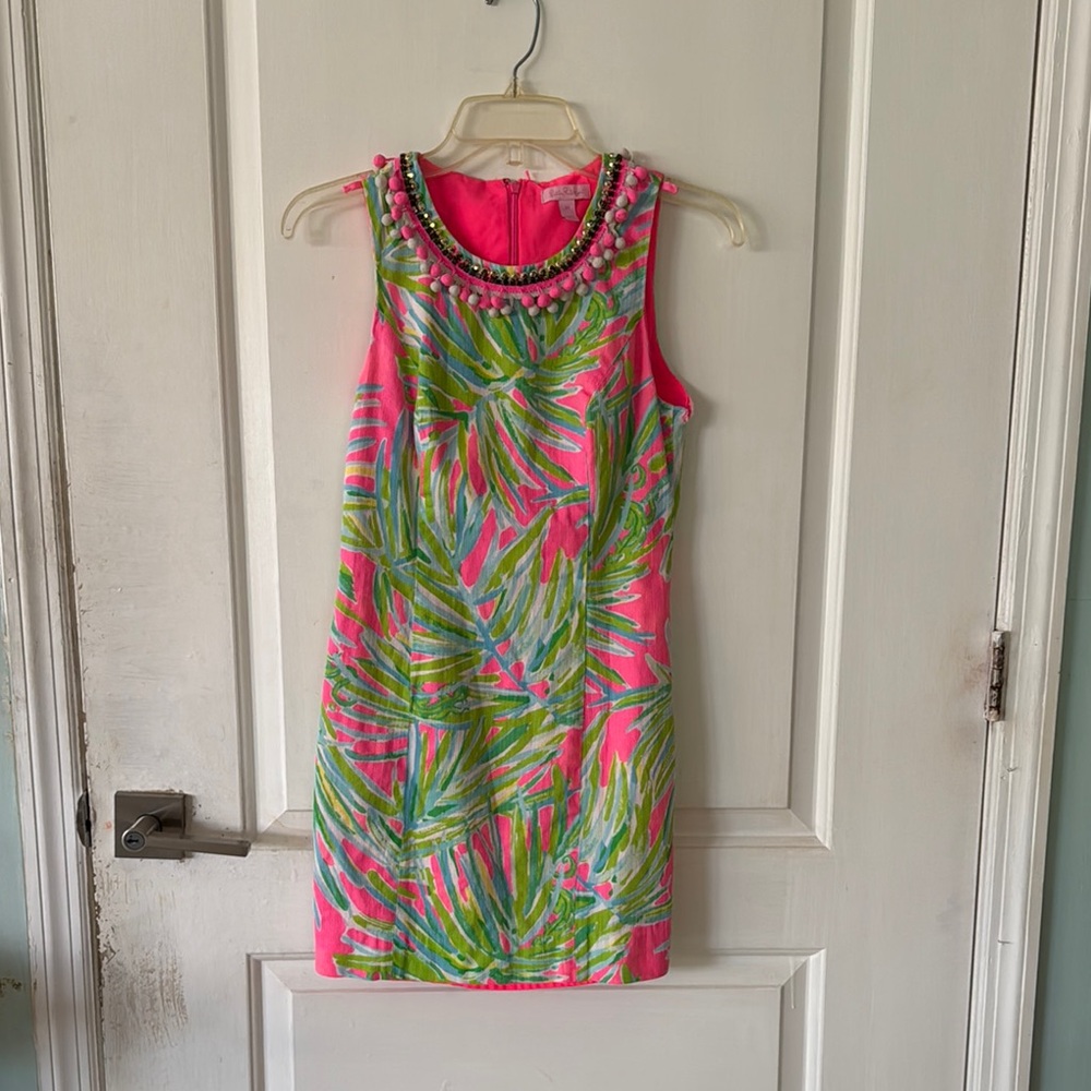 Lily Pulitzer Vibrant Pink and Green Sleeveless Dress - Picture 1 of 5